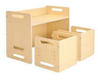 VEVOR Montessori Weaning Table and Chair Set, Wooden Toddler Table and Chair Set with 2 Chairs, Adjustable Height Montessori Chair and Activity Table, Ideal for Reading, Eating, Playing - Natural New In Box $199