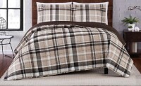 Truly Soft Twin XL 2pc Paulette Plaid Quilt Set Taupe: Microfiber Bedding with Sham, OEKO-TEX Certified New In Box $199