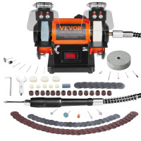 VEVOR Jewelry Polisher, Bench Grinder Polishing & Buffing Machine, 3590RPM Bench Lathe Polisher with 1 Wool Wheel & 1 Abrasive Fiber Wheel & 1 Grinding Wheel & 100pcs Tools New In Box $199