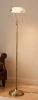 Red Barrel Studio&reg; Banquero Vintage Floor Lamp With Adjustable Glass Shade, Green Or White, Antique Brass Banker&rsquo;s Style Reading Lamp New Open Box $299