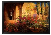 Philip Craig Courtyard Jacquard Woven Tapestry with Purple Bougainvillea, 56 "x 44" Twilight Courtyard Canvas Similar to Picture $799