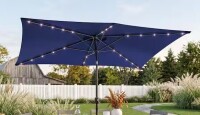 SANLUCE 6 ft. x 9 ft. LED Rectangular Patio Umbrella with UV Protection, Easy Tilt and Wind-Resistant Features in Navy Blue New In Box $299