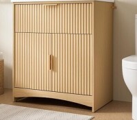 Amada 30 inch Bathroom Vanity with Ceramic Sink and Storage, Natural Oak $599