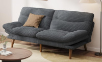 Pipishell Convertible Futon Sofa Bed, 66" Corduroy Futon Couch with Adjustable Backrest and Armrests, Recliner Sleeper Sofa for Small Spaces, Play Room or Office, Gray New In Box $499