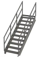 Zoro Select Stair Unit, 113 in Overall H, 10 Steps, Carbon Steel, 1,000 lb Load Capacity, Serrated Tread $1799