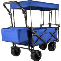 VEVOR Extra Large Collapsible Garden Cart with Removable Canopy, Folding Wagon Utility Carts with Wheels and Rear Storage, Wagon Cart for Garden, Camping, Grocery Cart, Shopping Cart, Blue New In Box $199
