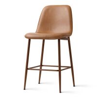 George Oliver 26 inch Faux Leather Counter Stool with Walnut Finish Metal Legs New in Box $399