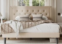 Mercury Row Hegg QueenSize Tufted Upholstered Platform Bed with Wood Slats Headboard Included New in Box $999