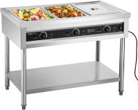 VEVOR 3-Pan Commercial Food Warmer, Electric Steam Table with Independent Temperature Control, 450W x 3 Stainless Steel Buffet Catering Food Warmer with Undershelf, for Restaurant Party New in Box $799