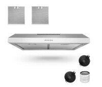Tylza 29.5 in. 600 CFM Convertible Under Cabinet Range Hood in Stainless Steel with 2 Charcoal Filters and 2 LED Lights New In Box $299