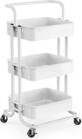 Pipishell 3 Tier Rolling Cart, Utility Cart with Wheels & Handle, Four Large 2" Wheels for Easy Motion, Sturdy Metal, Hold 22 lbs per Shelf, Ideal for Nursery Room, Living Room, Painting Room -White New In Box $79