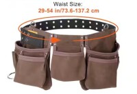 VEVOR Tool Belt 13 Pockets Leather Heavy-Duty Tool Pouch Bag with Dual Hammer Loops Adjusts from 29 in. to 54 in. Brown New In Box $79