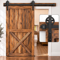 WINSOON 6FT Sliding Barn Door Hardware Kit, Black Big Spoke Roller, No Door Antique, Silent Glide, Easy to Install, Includes Tracks, Big Wheel Hangers, Floor Guide and Other Necessary Hardware, DIY New Open Box $199