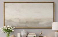 IDEA4WALL Minimal Landscape "Muted Abstract Calm & Serene Artwork, Neutral Simple Wall Picture, Extra Large Framed Canvas Giclee Print Wall Art", 30" x 60" New In Box $299