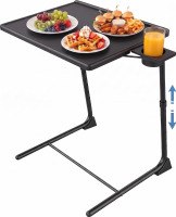 HUANUO Adjustable TV Tray Table - Foldable TV Tray with 6 Height & 3 Tilt Angle Adjustments, TV Dinner Tray with Cup Holder for Couch, Bed, Sofa and Chair (Black) New In Box $99