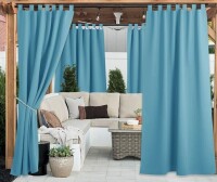Latitude Run&reg; 2 Panels Outdoor Curtains for Patio Waterproof, Thermal Insulated Detachable Sticky Tab Top Room Darkening Great Vertical Drape Outdoor Divider for Pergola, 52" x 108" New $89