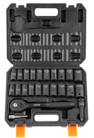 VEVOR Impact Socket Set with 1/2" Drive, Comprising 23 Pieces in SAE (7/16" -1") & Metric Measurements, 6 Point Cr-V Alloy Steel, Ideal for Car Maintenance, Includes Ratchet Handle and Durable Storage Case New In Box $89