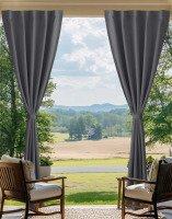Ebern Designs 2 Panels Rod-Free Outdoor Curtains for Patio Waterproof, Sticky Top & Back Tab Bottom with Free Rope for Wind Resistance, Weatherproof Drapes for Gazebo/Porch, 52" W x 108" L $89