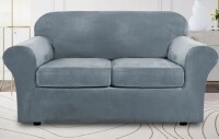 Mercer41 Soft Velvet Plush 3 Piece Stretch Loveseat Sofa Slipcover for 2 Cushion Couch Machine Washable $89