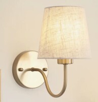 House of Hampton&reg; Iknoor Dimmable Rustic Bath Sconce Wall Light with Linen Beige Fabric Lampshade, Brass Wall Sconce for Toilet, Hallway, Staircase, Living Room, Bathroom Dining Room New In Box $199