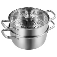 VEVOR Steamer 24cm Steamed with 4.73L Casserole and Steam Basket Couscoussier for All Food Stainless Steel Fires with Glass Lid, a Pair of Steaming Insulation Gloves New In Box $79