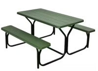 Boyel Living 59 in. W Green Rectangle Stainless Steel Outdoor Picnic Table Bench Set for 6-Person with Metal Base New Open Box $499