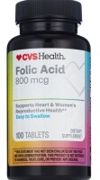 CVS Health Folic Acid 800 MCG, 100 Tablets New Best by 10/2027