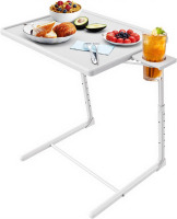 HUANUO Adjustable TV Tray Table with 6 Height & 3 Tilt Adjustments, White New In Box $99