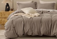 Bedsure 3-Piece King Size 100% Washed Cotton Duvet Cover Set - Minimalist Cotton Beding Set For All Season $199