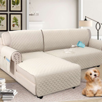 Rebrilliant 100% Waterproof Sofa Slipcover for L Shape Sectional Sofa 2 Piece Microfiber Fabric Box Cushion Slipcover Left Chaise Cover with Sofa Cover Machine Washable $99