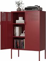 MetaCate Metal Chest of Drawers 80 cm Wide, Storage Cabinet Sideboard with 2 Mesh Doors, Metal Cabinet in Red, Multi-Purpose Cabinet with Flexible Shelves, Filing Cabinet & Office Cabinet for Home and Office New in Box $599