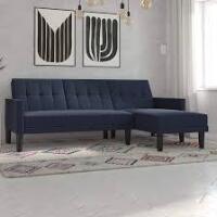 DHP Haven Small Space Sectional Sleeper Sofa, Blue Linen (2 Boxes) New In Box $1699