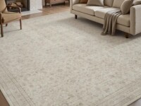 Conora Grey Beige Vintage-Inspired Washable Non-Slip Area Rug For Living Room, Bedroom 9' x 12' $399