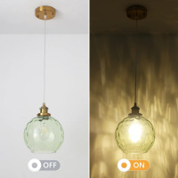 Breakwater Bay Joulane 1 - Light 8" Wide Modern Rustic Globe Single Pendant Light With Green Glass Shade, Farmhouse Kitchen Lighting with E26 Socket for Kitchen, Living Room, Dining Room New In Box $399