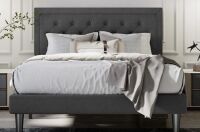 Mercury Row Hegg Tufted Upholstered Platform Bed with Wood Slats Headboard Included Full Size New in Box $999
