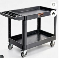 VEVOR Utility Service Cart, 2 Shelf 550LBS Heavy Duty Plastic Rolling Utility Cart with 360&deg; Swivel Wheels (2 with Brakes), Large Lipped Shelf, Ergonomic Storage Handle for Warehouse/Garage/Cleaning New in Box $299