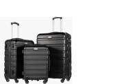 Coolife Luggage 3 Piece Set Suitcase Spinner Hardshell Lightweight TSA Lock, Black, New in Box $399