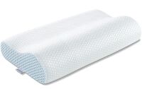 Anvo Memory Foam Pillow, Neck Contour Cervical Orthopedic Pillow for Sleeping Side Back Stomach Sleeper, Ergonomic Bed Pillow for Neck Pain - Blue White, Firm $89.99