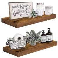 QEEIG Floating Shelves Wall Shelf 24 inches Long Farmhouse Bathroom Decor Bedroom Kitchen Living Room Wall Mounted 24 x 6 inch Set of 2, Rustic Brown / 24 inch Floating Shelf 3-Pack New Assorted $89.99